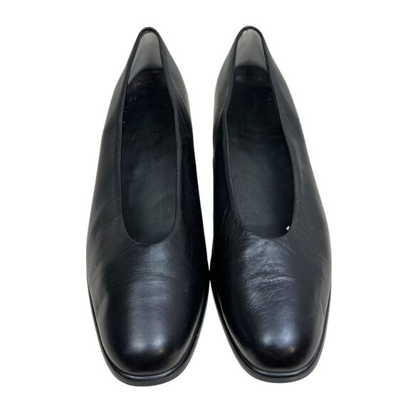 Munro American Womens Pumps Black Leather Low Block Heel Slip On Size 10N - Picture 3 of 9